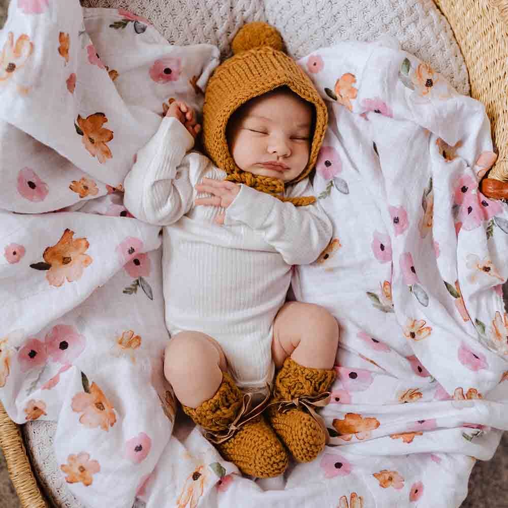 Bronze Merino Wool Bonnet & Booties Set