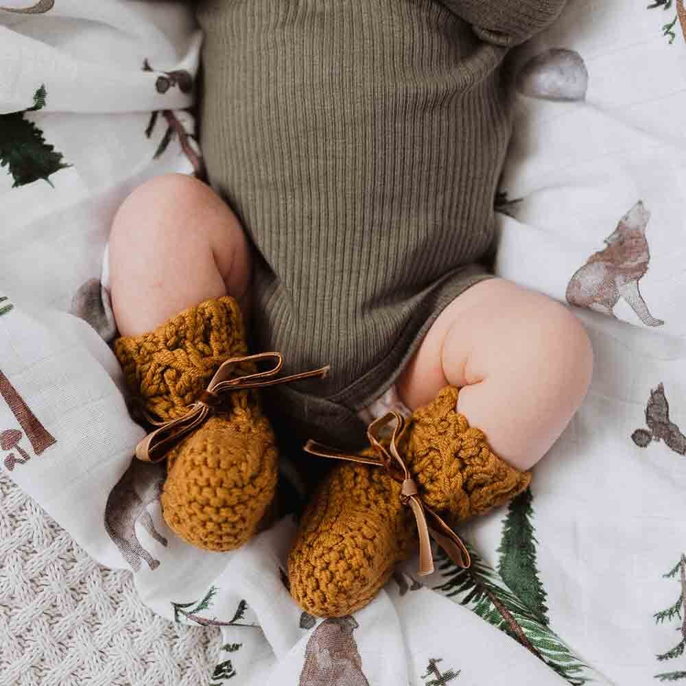 Bronze Merino Wool Bonnet & Booties Set