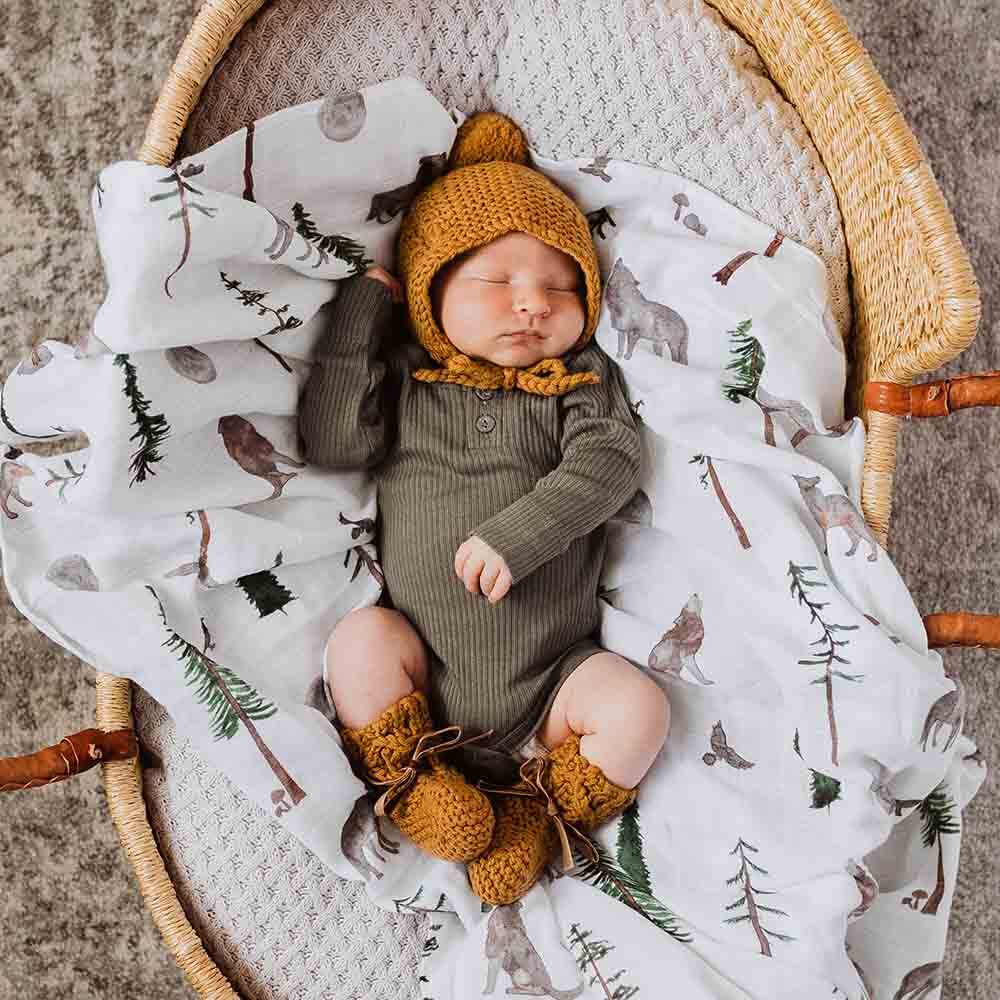 Bronze Merino Wool Bonnet & Booties Set