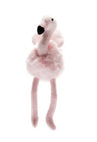 Knit Plush and Tweed Pink Flamingo Rattle