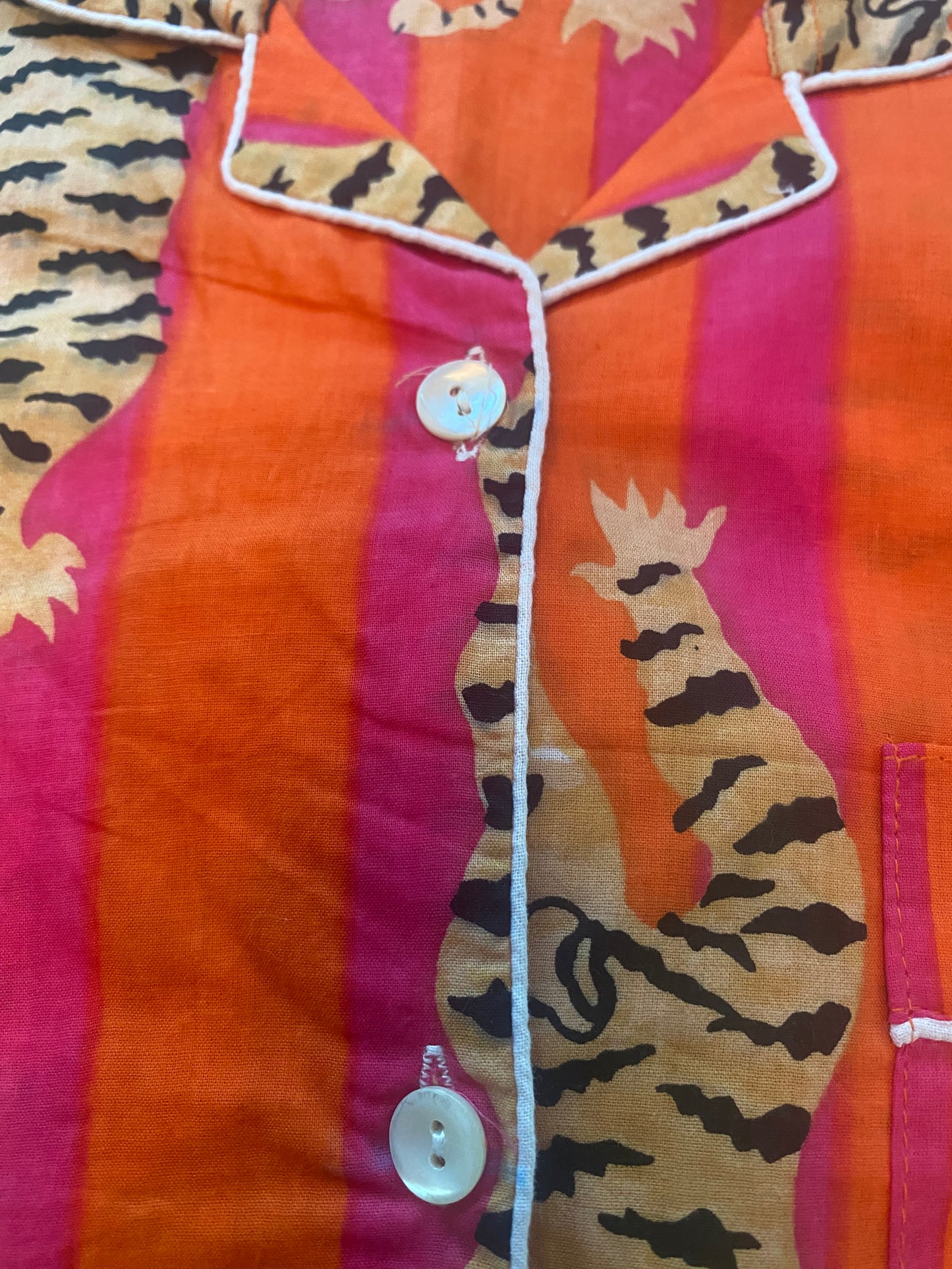 Cotton Pajamas Pink & Orange Striped Tiger