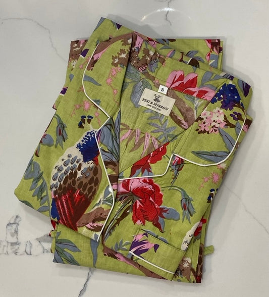 Cotton Pajamas Parrots and Florals