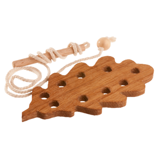 Wooden Oak Leaf Threading Toy