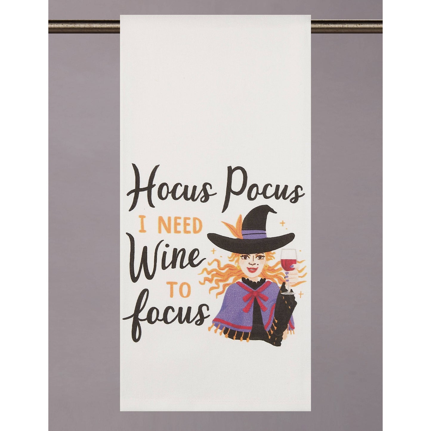 Peking Handicraft - Hocus Pocus I Need Wine to Focus Print Kitchen Towel