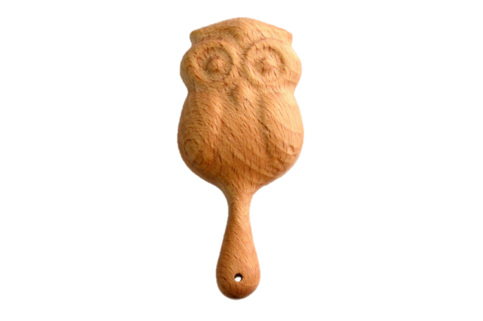 Organic Wooden Rattle Toy Owl