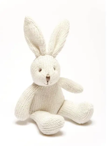 Knit Organic Cotton White Bunny Rattle