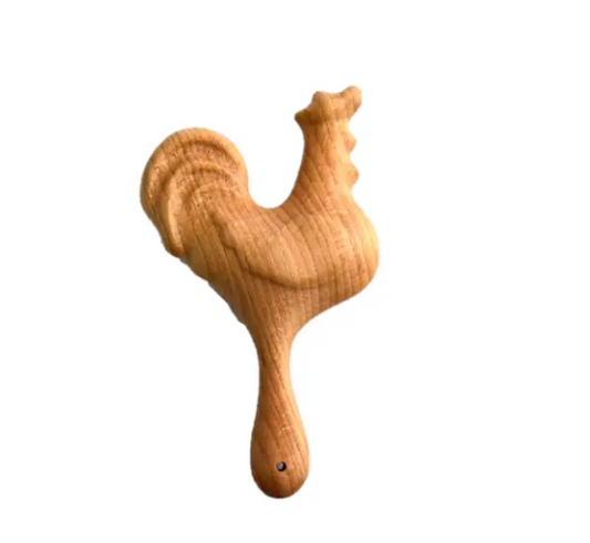 Organic Wooden Rooster Rattle