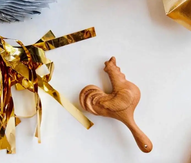 Organic Wooden Rooster Rattle