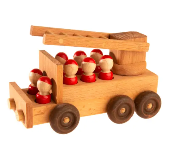 Wooden Fire Truck with Red Peg People