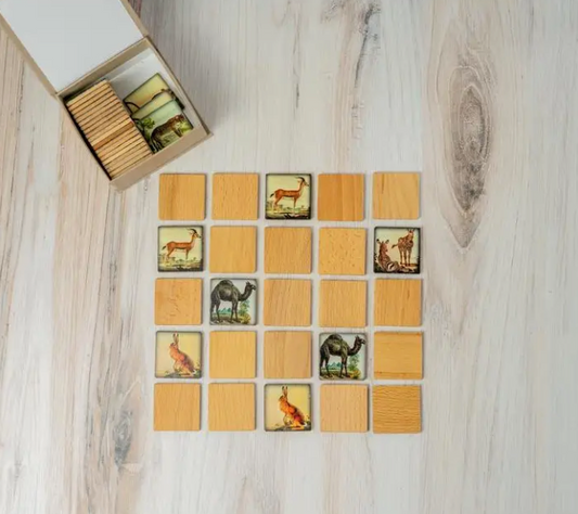 Wooden Memory/Matching Game - Zoo Animals