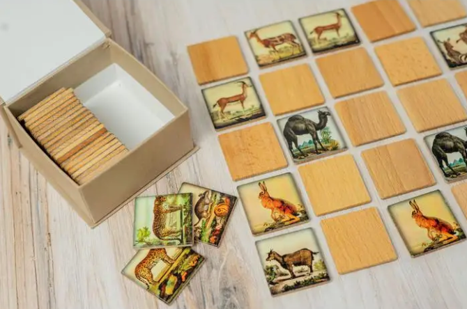 Wooden Memory/Matching Game - Zoo Animals