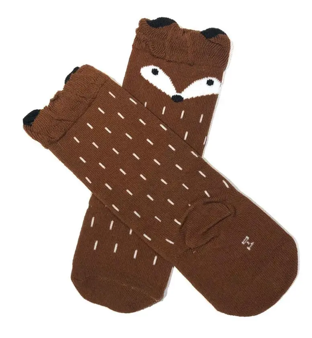 Brown Fox Knee High Socks